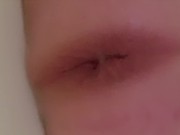 Amateur ts crossdresser fucks boy pussy with butplug and dildo for creampie