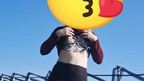 Swiss girl strips in the sun at a public outdoor party