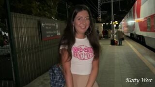 Katty West's Train Station Tryst: Public Pickup Picked Up and Filled on the Rails