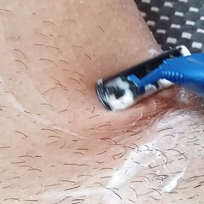 shaving my penis hair in the bathroom