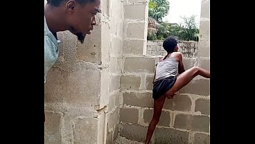 I caught a sexy petite self-grazing in the unfinished structure; I