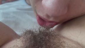 POV Sucking Hairy Pussy Clit