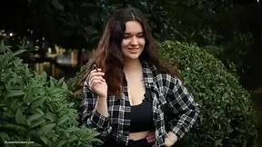 Brunette Outdoor Tease and Solo Masturbation in Nature