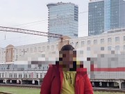 Very hot risky public jerking.  My handjob on the railway platform