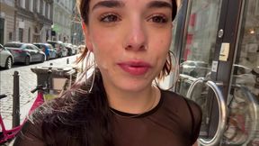 Prague's Public Cumwalk Passion Sparks Wild Sensual Blowjob Heat