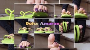 Dolce Amaran in an unmissable toe wiggling video - TOE WIGGLING - NAILS FETISH - FLUORESCENT FLIP FLOPS - TOES- BIG TOE