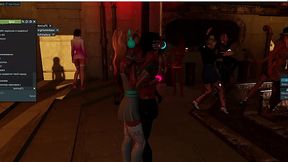 Two real sreamer cam models kissing in 3D porn game