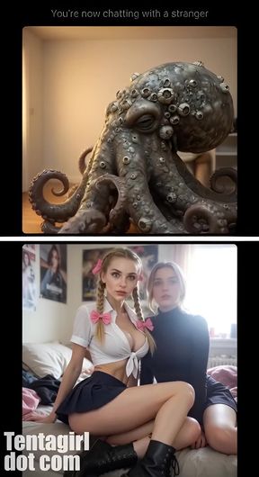 Teen girl gets tangled in tentacle-like dildo