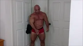 Masked Muscle Stud Strokes His Cock in Private Bedroom