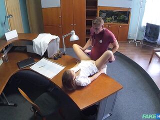 Fake Hospital - Doctor Screws Lonely Nurse On Desk Risky Creampie Quickie