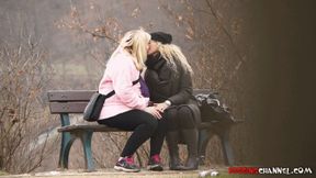 Girls are passionately kissing in public - clip 1 (FULLHD quality)