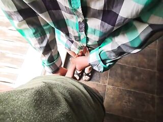 Stepsister helps stepbrother cum fast in his pants
