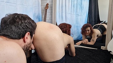 Spanking Gorgeous trans balls, and hardcore prostate massage + creampie