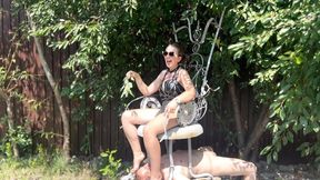 PISS-THRONE - Kept as a toilet for Blonde and Ebony Mistress
