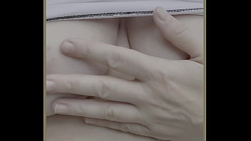 Wifey runs with her braless tits bouncing