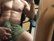 Single hot athletic guy cock rub