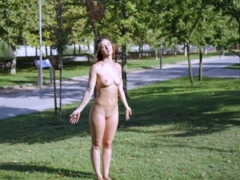 FlashingEmma Walking Completely Naked Madrid Sign Public
