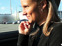 Euro blonde Holly is happy to get a ride but, having sex for money?