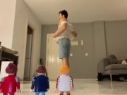 Macrophilia - Tiny people feel up giants bulge while he naps