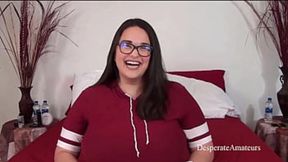 Curvy MILF with giant tits rides cock in rough casting session