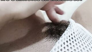 Young sluts cameltoe masturbating into her white panties