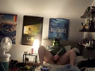 Fat trans pup touching himself x
