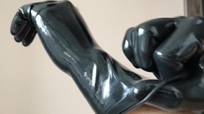 Black LATEX GLOVES close up ASMR