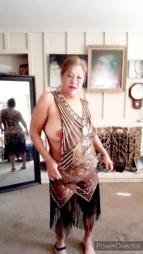 Dance Striptease 71 Year Old Latina with Hairy Pussy