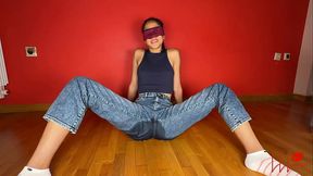 First Jeans Wetting Tease by Cute Asian Girl - Luna wets the floor & crawls all over it – Naughty Amateur Pee Tease with a Soaked Tight Ass - Buy my video & make me do more Hot Pee Play!