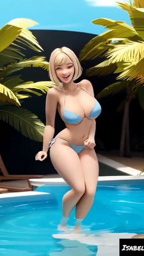Isabelle Dupond at pool (Ai model)   Clip 1