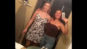 Kinky girls show off big ass and tits in nylons