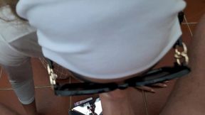 blonde milf dressed in white throatpie with sunglasses pov