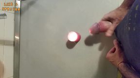 Candle cumshot by handjob