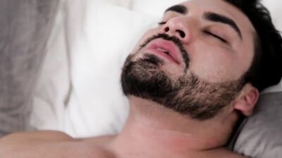 Cute twink gets fucked in the bedroom by his beefed stepdad