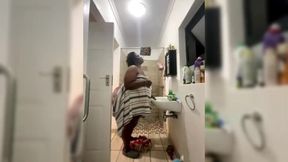 Lactating Ebony SSBBW Taking a Shower & Squirts Masturbating