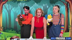 Blonde MILF & teen play on Sesame Street set