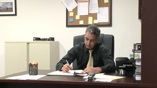 Three horny girls are stroking dude's hard cock in the office