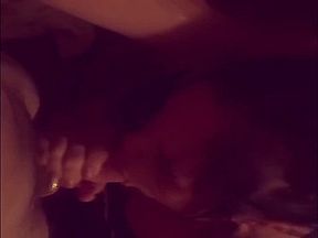 Wife sucking and cumming on husbands cock