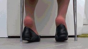 Dipping and shoeplay under a chair in pantyhose and your favorite ballet flats c