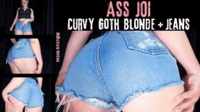 Ass JOI Curvy Goth Blonde in Jean Shorts - mp4