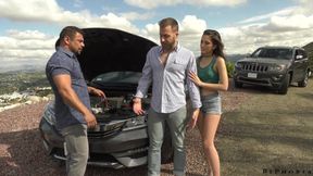 Stranded man seduced by bisexual couple when car breaks down
