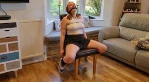 Angry babysitter tied to chair