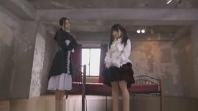 Asain lesbian seducing friend with strap