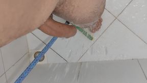 Cleaning the Dirty Cock of Cum Still Pumped.
