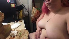 Amateur BBW Devours Food in Steamy Mukbang