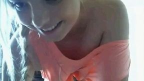 Sexy light haired amateur girl wanna brag of her boobs on webcam
