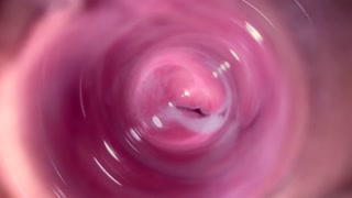 Camera deep inside Mia's teen creamy pussy