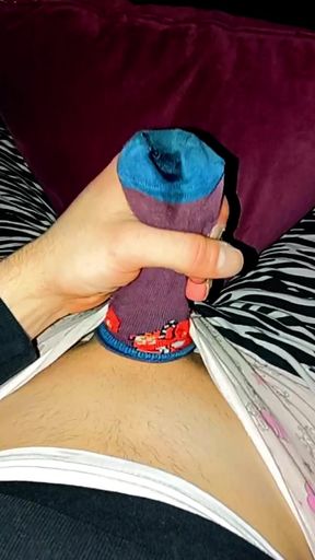 cum in little sock, so cute