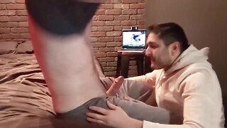 Skull hammering a dude and slurping a load right into his mouth