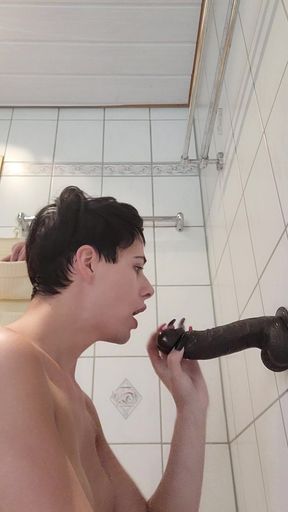 I Fuck My Ass with Black Dildo!!
